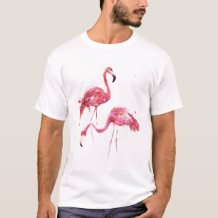 Camiseta Flamencos acuarelas, Diseño Elegante.