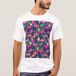 Camiseta Flamencos de época, patrón de elementos de verano
