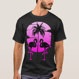 Camiseta Flamencos Pájaro Silueta Rosa