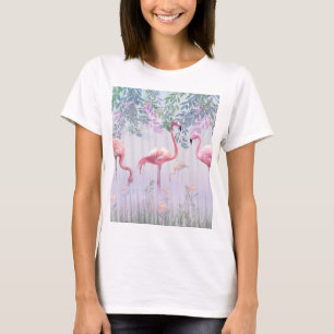 Camiseta Flamencos rosados de la familia Tropical Cute