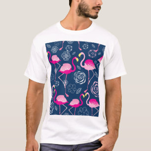 Camiseta Flamencos rosados: Patrón oscuro gráfico