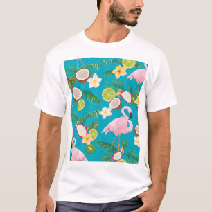 Camiseta Flamencos rosados: Patrón tropical sin foco
