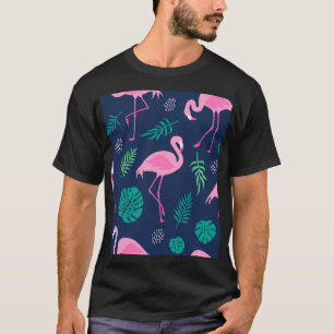 Camiseta Flamencos rosas, palmeras tropicales, costureras d