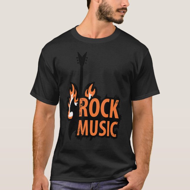 Camiseta Flames De Guitarra Y Rock And Roll (Anverso)