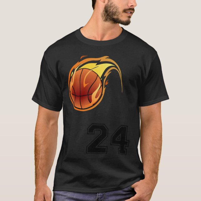 Camiseta Flaming Basketball with Number 24 on the Front and (Anverso)