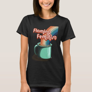Camiseta Flaming Feminist Women Empowerment Vintage Rainbow