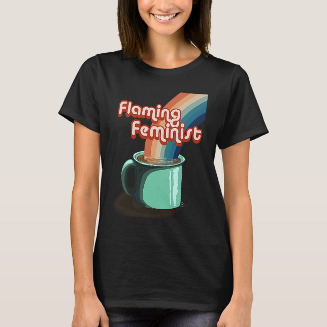 Camiseta Flaming Feminist Women Empowerment Vintage Rainbow (Anverso)