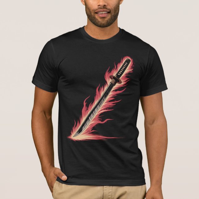 Camiseta Flaming Sword Tee | Fire Blade Graphic Shirt (Anverso)