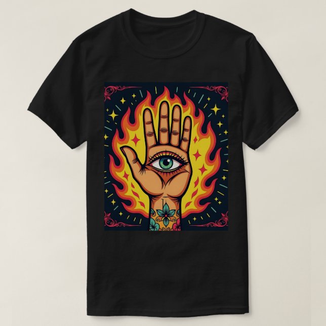 Camiseta Flaming Third Eye Hand (Diseño del anverso)
