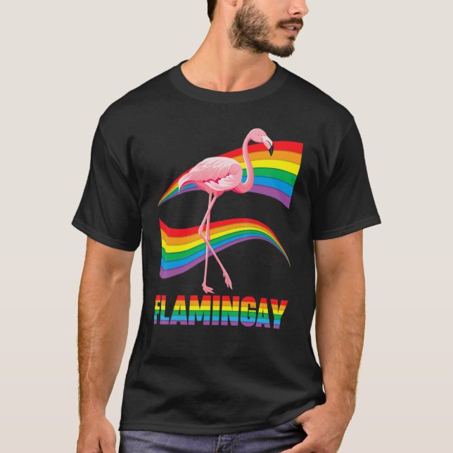 Camiseta Flamingay Gay Flamingo Lgbt Orgullo Lesbiana Orgul (Anverso)