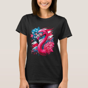 Camiseta Flamingo 4 De Julio Bandera Estadounidense Patriót