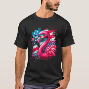 Camiseta Flamingo 4 De Julio Bandera Estadounidense Patriót