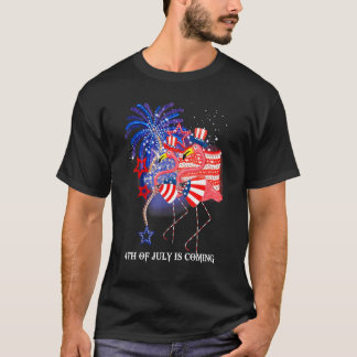 Camiseta Flamingo 4 De Julio Viene Bandera Americana Patri