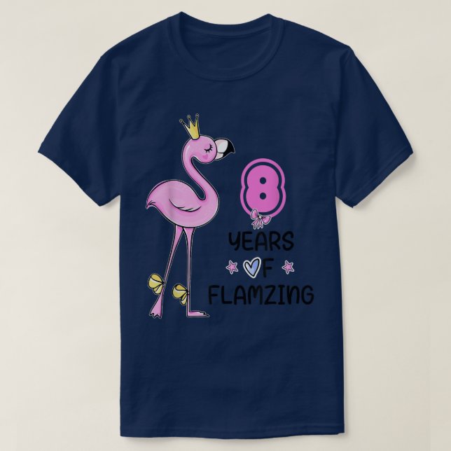 Camiseta Flamingo 8th Birthday 8 Years Of Flamazing Since 2 (Diseño del anverso)