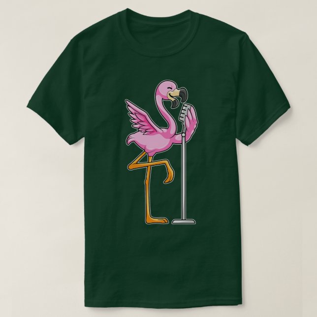 Camiseta Flamingo al cantar con micrófono (Diseño del anverso)