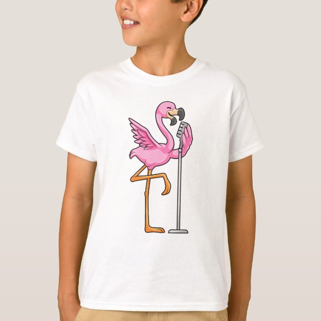 Camiseta Flamingo al cantar con micrófono (Anverso)