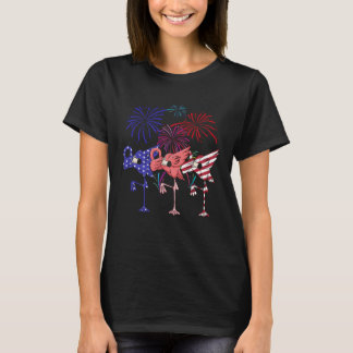 Camiseta Flamingo American Flag Firework Independence Day