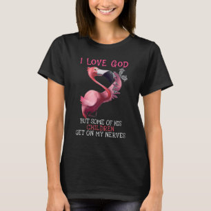 Camiseta Flamingo amo a Dios pero algunos niños se meten en