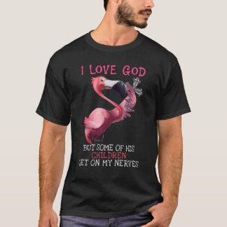 Camiseta Flamingo amo a Dios pero algunos niños se meten en