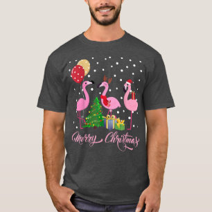 Camiseta Flamingo Árbol de Navidad Navidad Navidad Luz Feli