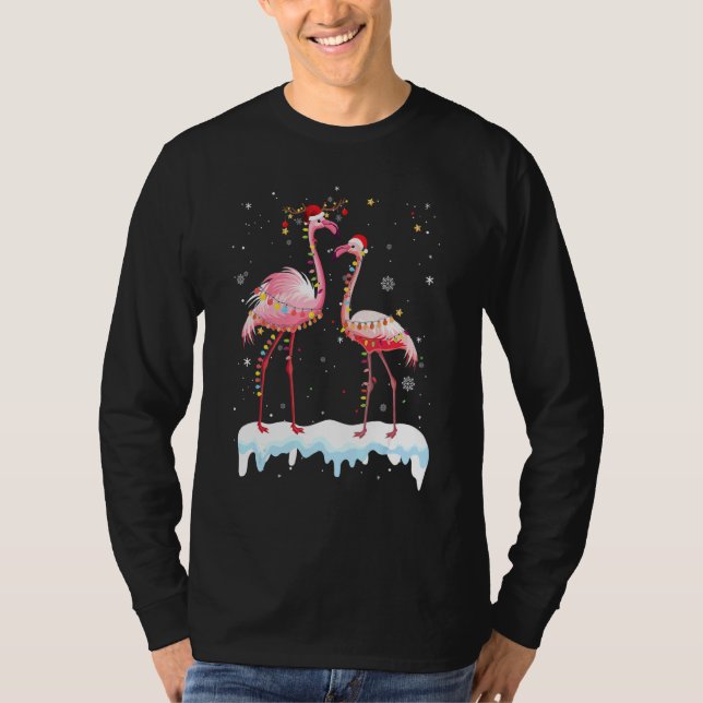 Camiseta Flamingo Árbol de Navidad Santa Hat navidad mora (Anverso)