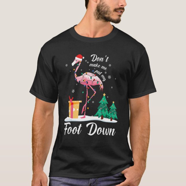 Camiseta Flamingo Árbol de Navidad Santa Hat navidad mora (Anverso)