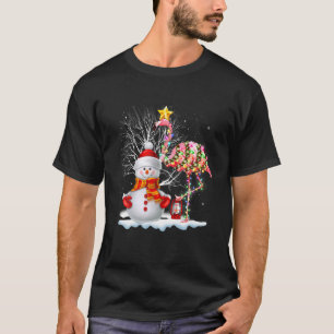 Camiseta Flamingo Árbol de Navidad Snowman Santa Hat Flamin