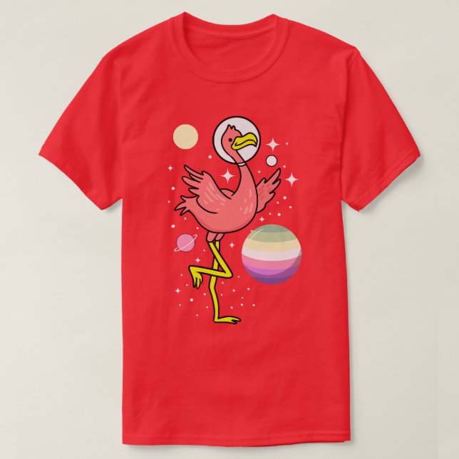 Camiseta Flamingo Astronaut Genderfae Pride  (Diseño del anverso)