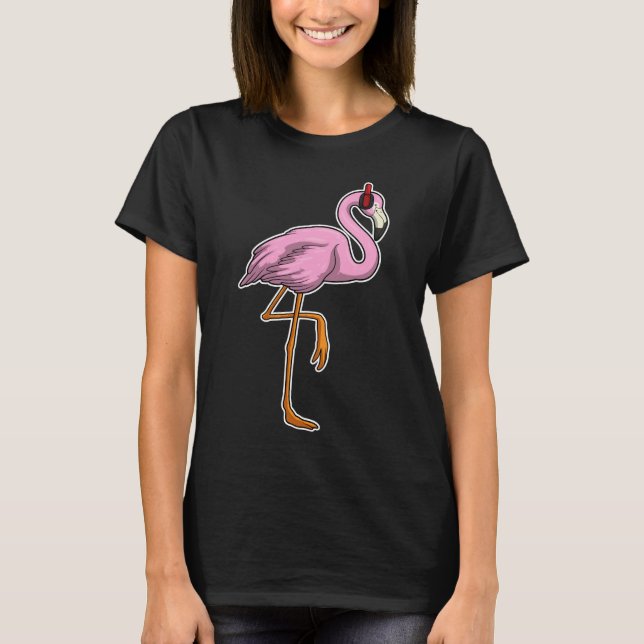 Camiseta Flamingo Auricular Música (Anverso)