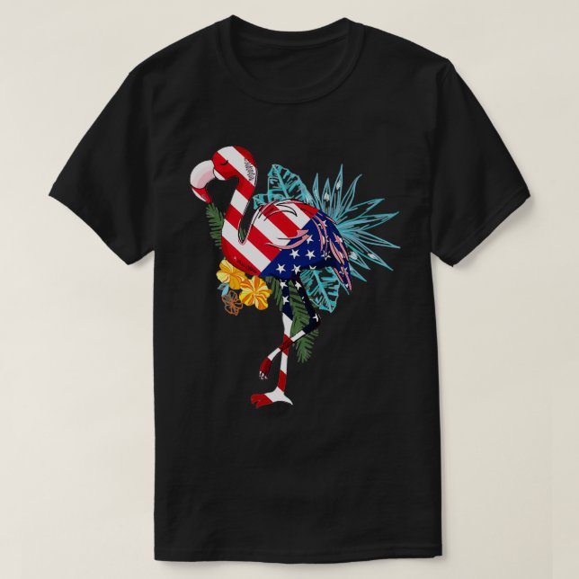 Camiseta Flamingo Bandera Americana Flamerica Patriótica 4  (Diseño del anverso)