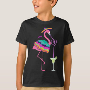 Camiseta Flamingo Bebiendo Margarita Mexicana Poncho Cinco 