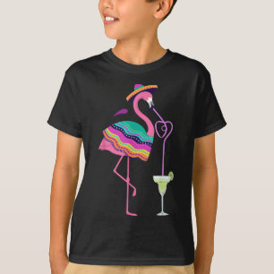 Camiseta Flamingo Bebiendo Margarita Mexicana Poncho Cinco