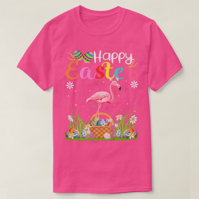 Camiseta Flamingo Bird Bunny Egg Hunting Funny Flamingo Hap (Diseño del anverso)