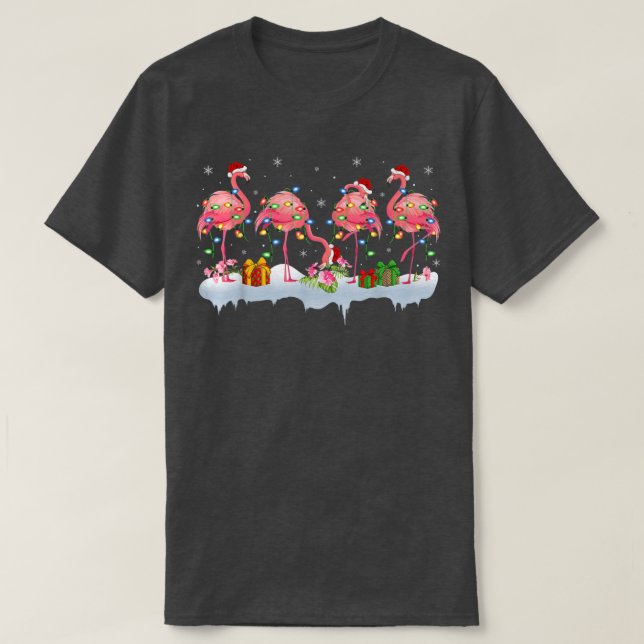 Camiseta Flamingo Bird Lover Xmas Lights Pink Flamingo Chri (Diseño del anverso)