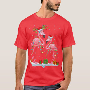 Camiseta Flamingo Bird Lover Xmas Luces Santa Flamingo Chr