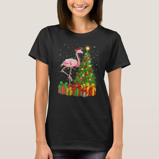 Camiseta Flamingo Bird  Xmas Holiday Santa Flamingo Christm (Anverso)