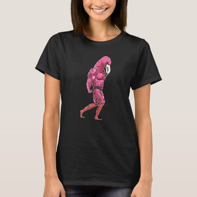Camiseta Flamingo Bodybuilder Bodybuilding Fitness Gym Moti (Anverso)