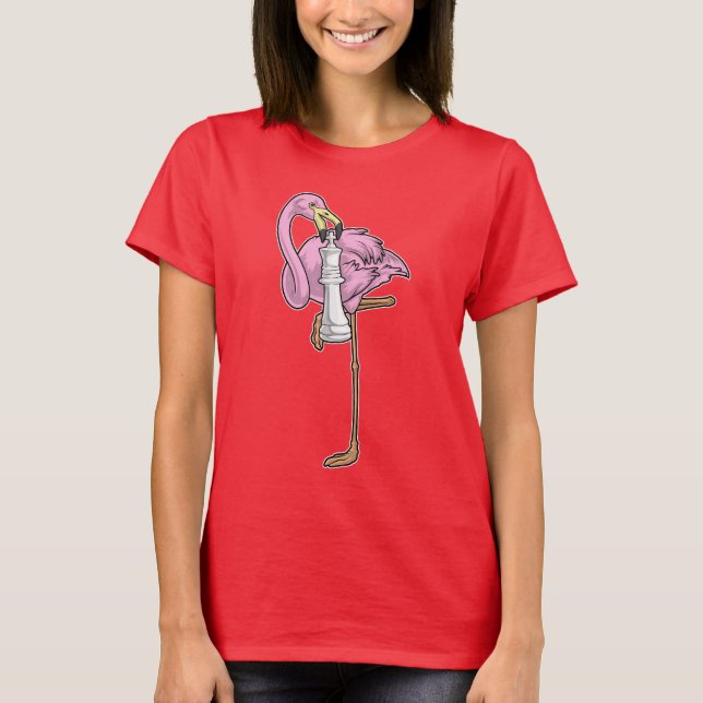 Camiseta Flamingo Chess pieza Rey Ajedrez (Anverso)