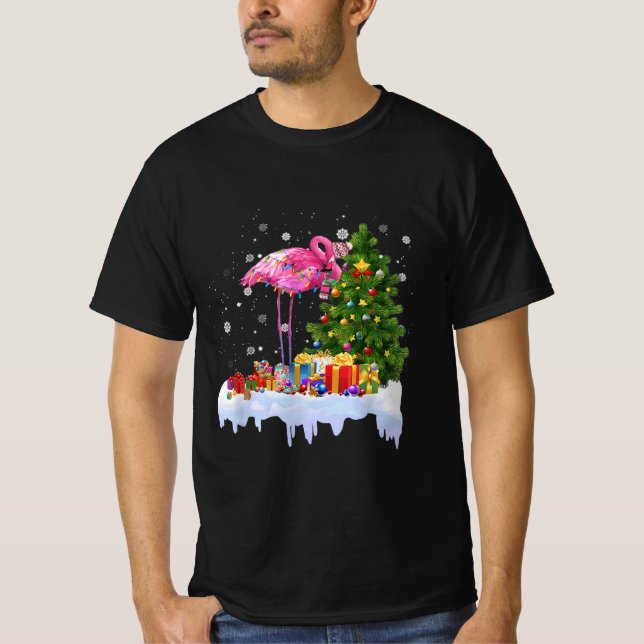 Camiseta Flamingo Christmas Tree Lights (Anverso)