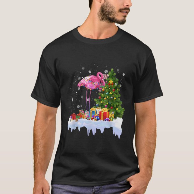 Camiseta Flamingo Christmas Tree Lights (Anverso)