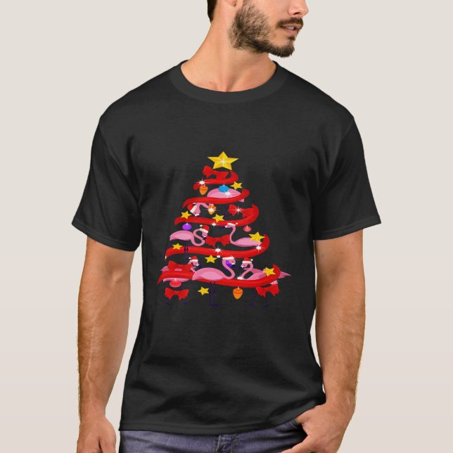 Camiseta Flamingo Christmas Tree - Xmas Santa Claus (Anverso)