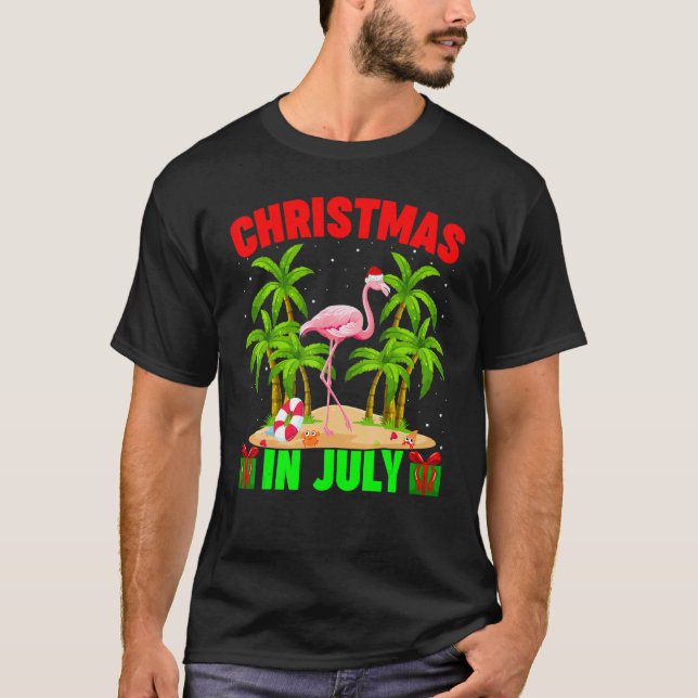 Camiseta Flamingo Coincidiendo Con Los Navidades De Santa H (Anverso)