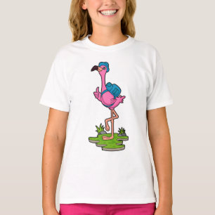Camiseta Flamingo como excursionista con mochila