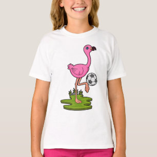 Camiseta Flamingo como jugador de fútbol con fútbol