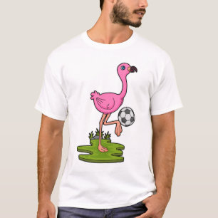 Camiseta Flamingo como jugador de fútbol con fútbol