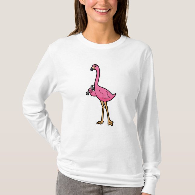 Camiseta Flamingo como mecánico con llave (Anverso)