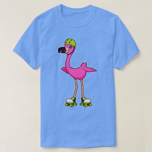 Camiseta Flamingo como patinador con casco de patines (Diseño del anverso)