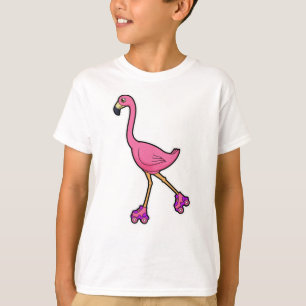 Camiseta Flamingo como patinador con patines