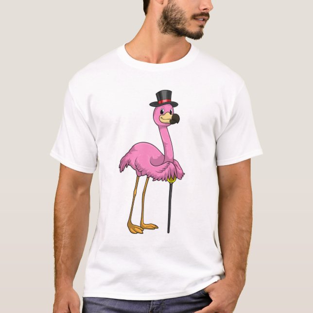 Camiseta Flamingo como pensionista con palo (Anverso)
