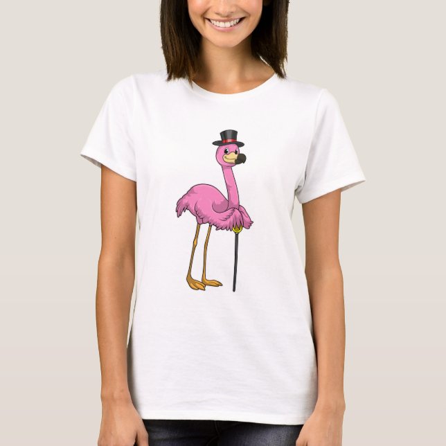 Camiseta Flamingo como pensionista con palo (Anverso)
